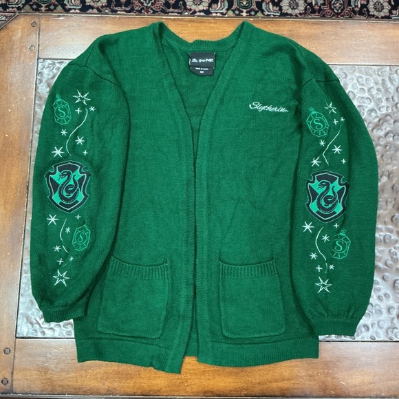 Warner Bros. Sweaters - Harry Potter Slytherin Women Open Cardigan, Green, Size Small